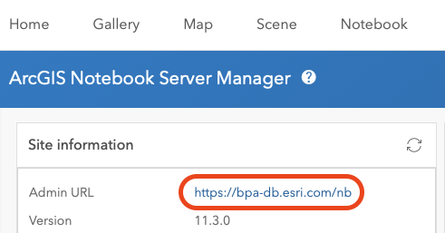 Notebook Admin URL in Portal